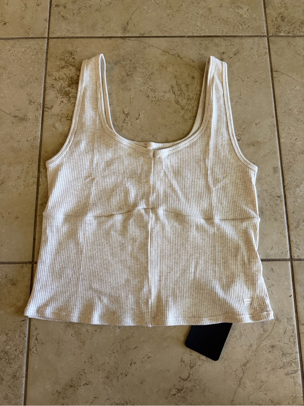 Fabletics NWT Seamed Rib Scoop Tank - Bone Heather - Size XL